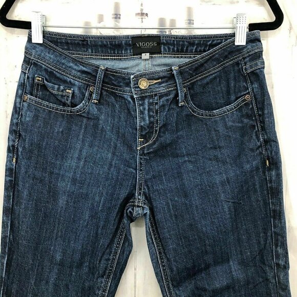 VIGOSS Juniors Size 3 Dark Wash Cropped Capri Blue Denim Jeans 21" Inseam - Picture 5 of 10
